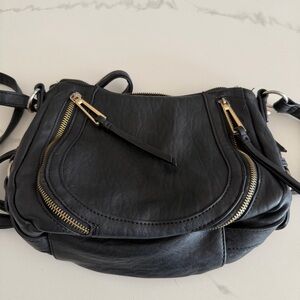 Jessica Simpson Black Crossbody Bag with Gold Zippers